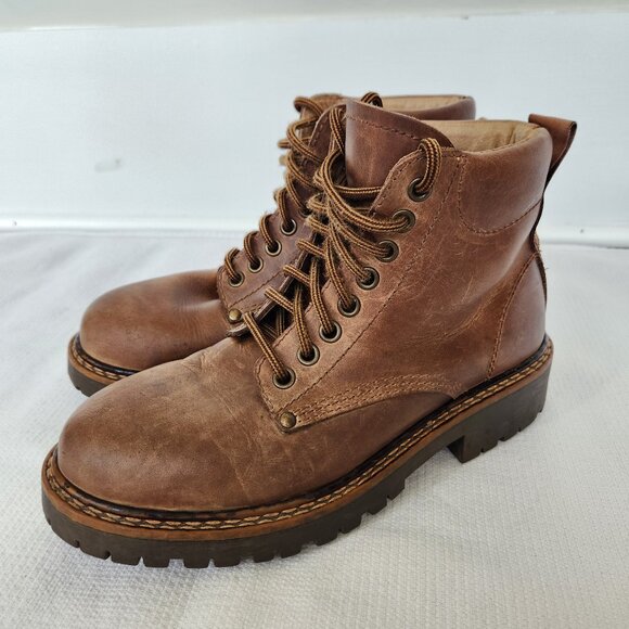 American Eagle Outfitters Shoes - Vintage Y2K American Eagle 8 Brown Leather Combat Boot Grunge Lug Goth Rugged
